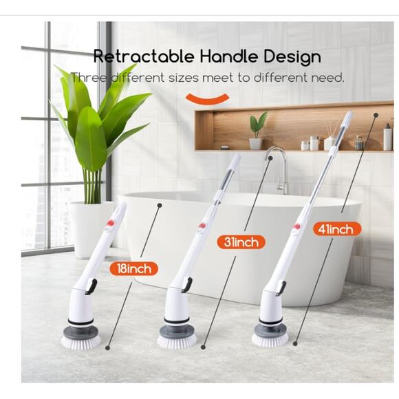 Cordless Electric Spin Scrubber, 380RPM High Speed,Fast Charging, 3 Brush Heads - Picture 5 of 6